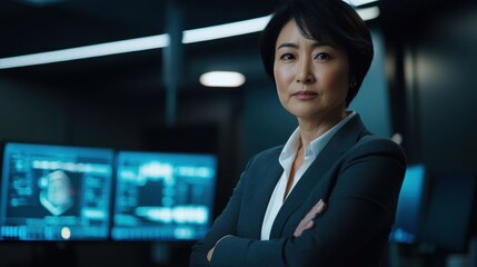 Naklejka premium Confident Asian woman in an office.