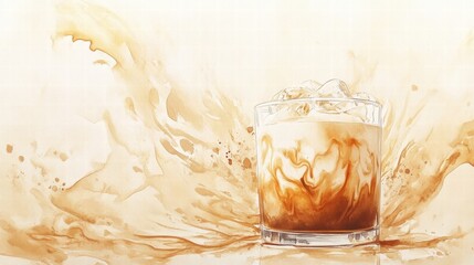 Artistic set of coffee beans and coffee cup drinks isolated on brown background,hand-drawn vector,hot coffee drinks,cafe shop,modern flat design,Fashionable and cute coffee motif concept.