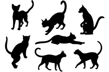 Cat Silhouette Set With Different Poses For Pet Lovers Animal Themes And Feline Art Designs