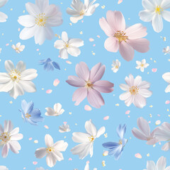 spring flowers tile seamless pattern
