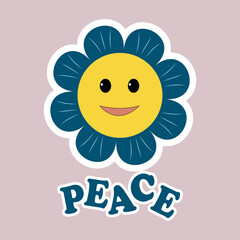 Sticker with flower and inscription peace