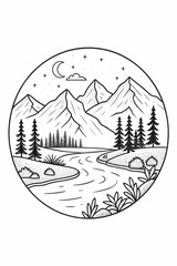 forest in one line. vector illustration of a forest with many trees. graphic illustration