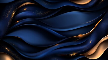 Obraz premium Elegant Blue Gold Abstract Waves Background. (1)