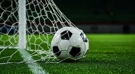 Soccer Ball in Goal Net Sports Game Goal Victory Competition