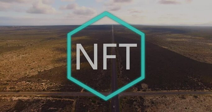 Hexagonal logo with TM1 text over animation of long desert road aerial view