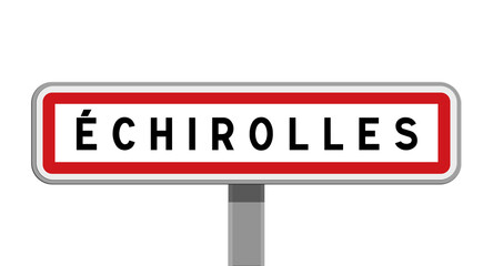 Panneau sur poteau central d'Échirolles, Isère, Auvergne-Rhône-Alpes