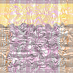 Texture in the form of a wavy or distorted mesh with colored wire.