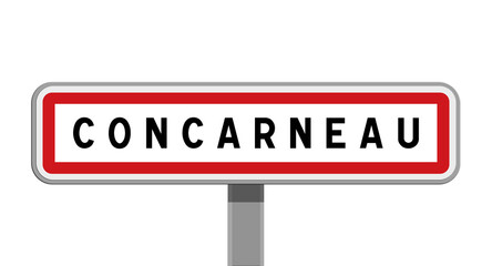 Panneau sur poteau central de Concarneau, Finistère, Bretagne