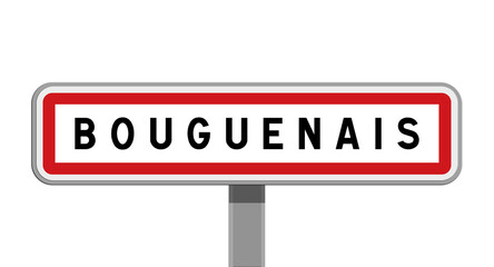 Panneau sur poteau central de Bouguenais, Loire-Atlantique, Pays de la Loire