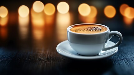 Espresso Night Warm Coffee with Cozy Lights.