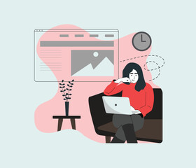 PrintRemote Work and Digital Productivity – Flat Design Illustration