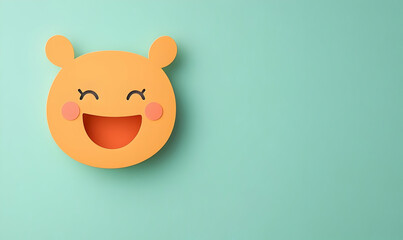 Simple Smiley Face Cutout on Light Green Background for Fun Decor