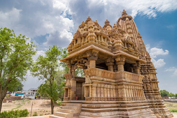 Fototapeta premium Javari Temple in khajuraho the group of monuments of hindu and jain temples in chhatarpur district, madhya pradesh, India.Unesco world heritage site.