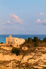 Tropea Calabria Italy. Santa Maria dell'Isola Monastery at sunrise