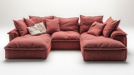 Modern sectional sofa, studio shot, white background