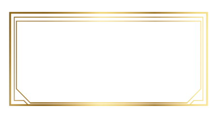 Rectangle vintage gold frame for web presentation horizontal border in oriental style png with transparent background
