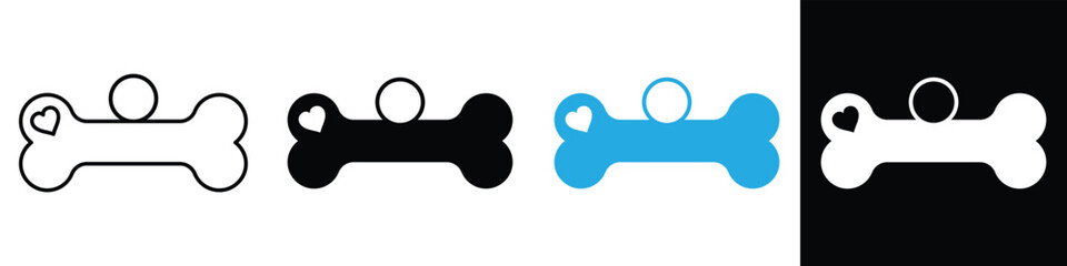 Bone tag icon vector . Dog tag sign icon. isolated on white and black background. Vector illustration.
