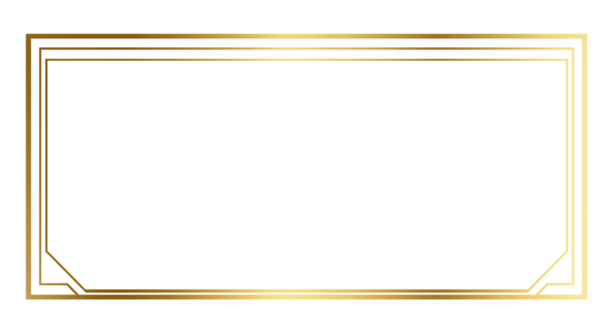 Rectangle vintage gold frame for web presentation horizontal border in oriental style png with transparent background