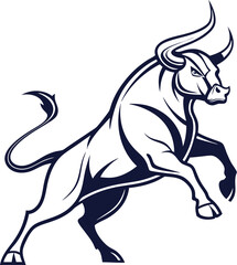 Vector of a bull on a white background.