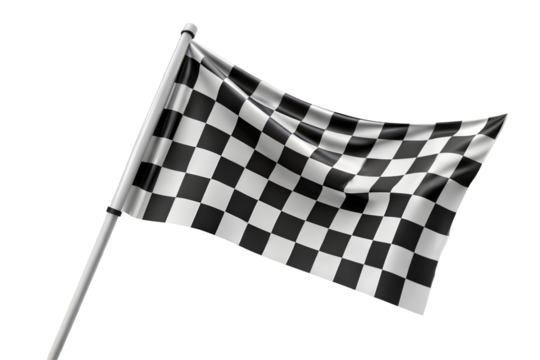Checkered flag isolated on transparent background.