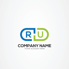Minimal Monogram Letter RU Medicine Logo Elements