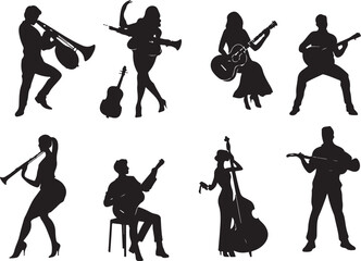 Elegant Guitarist Silhouettes