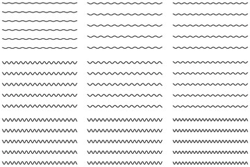 Set of Wave line and wavy zigzag pattern lines, Vector black underlines, icon set vector illustrasion.