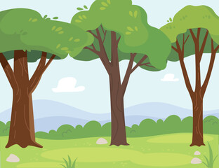 Quiet corner for nature lovers. Forest landscape. Summer oak wood.