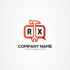 Services Icon or Chat Logo With Letter RX Logo Isolated Vector Illustration