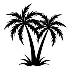 Fototapeta premium Plam tree silhouette on white background