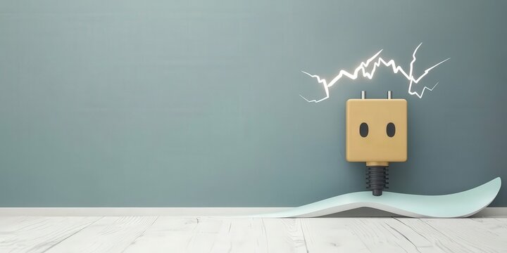 peak energy demand concept. Playful electrical plug character with a whimsical design.