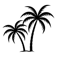 Fototapeta premium Plam tree silhouette on white background