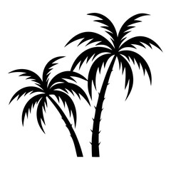 Obraz premium Plam tree silhouette on white background