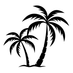 Fototapeta premium Plam tree silhouette on white background