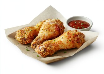 Uncooked chicken drumsticks, fresh poultry legs, raw hen meat, isolated drumstick