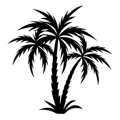 Fototapeta premium Plam tree silhouette on white background