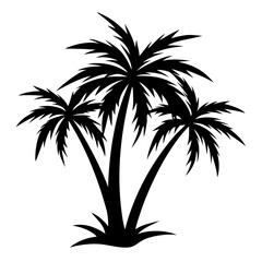 Obraz premium Plam tree silhouette on white background