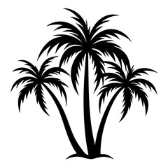 Fototapeta premium Plam tree silhouette on white background