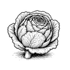 Obraz premium Vintage sketch of a cabbage in intricate detail 