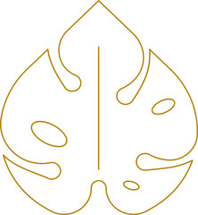 Stylized Tropical Monstera Leaf Line Art