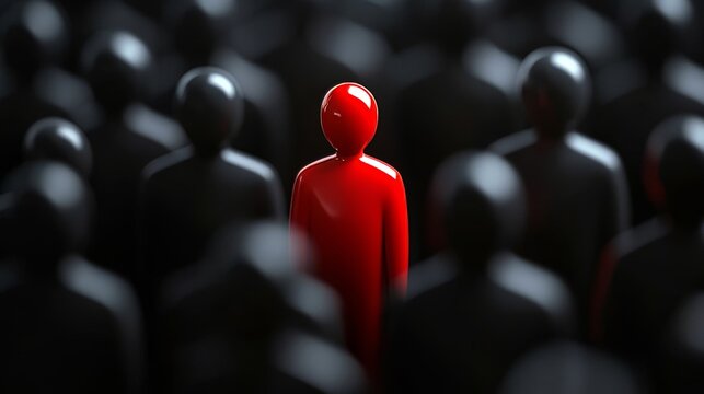 A thick gathering of matte black shapes, highlighted by a vivid red figure under a spotlight, underscores the danger of insider threats in data environments