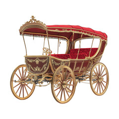 a red and gold carriage with a canopy isolated on transparent background