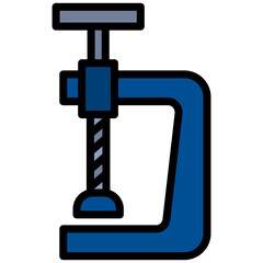 Clamp Outline Flat Design Icon - Carpentry Outline Flat Icon