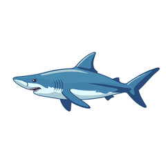 Fototapeta premium Cartoon shark swimming in clear ocean water 