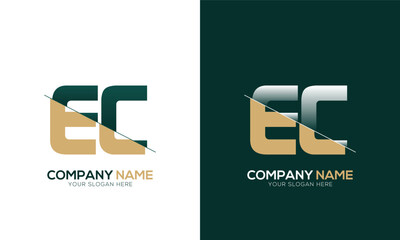 Letter EC CE cutting and linked logo with Creative monogram logo design