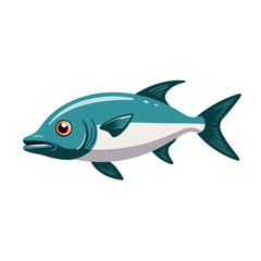 Colorful cartoon fish swimming in a playful style on white background  