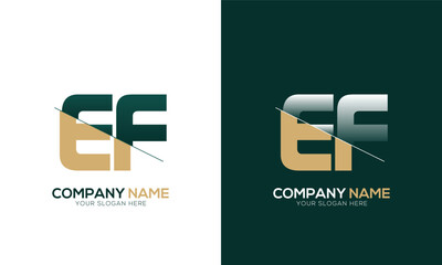 Letter EF FE cutting and linked logo with Creative monogram logo design
