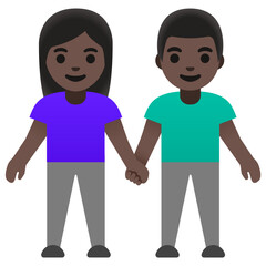 Person Holding Hands: Woman, Man, Dark Skin Tone

