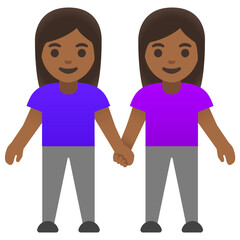 Women Holding Hands: Dark Skin Tone
