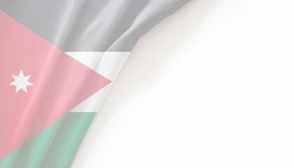 Jordanian flag partial view with subtle draping on a light background